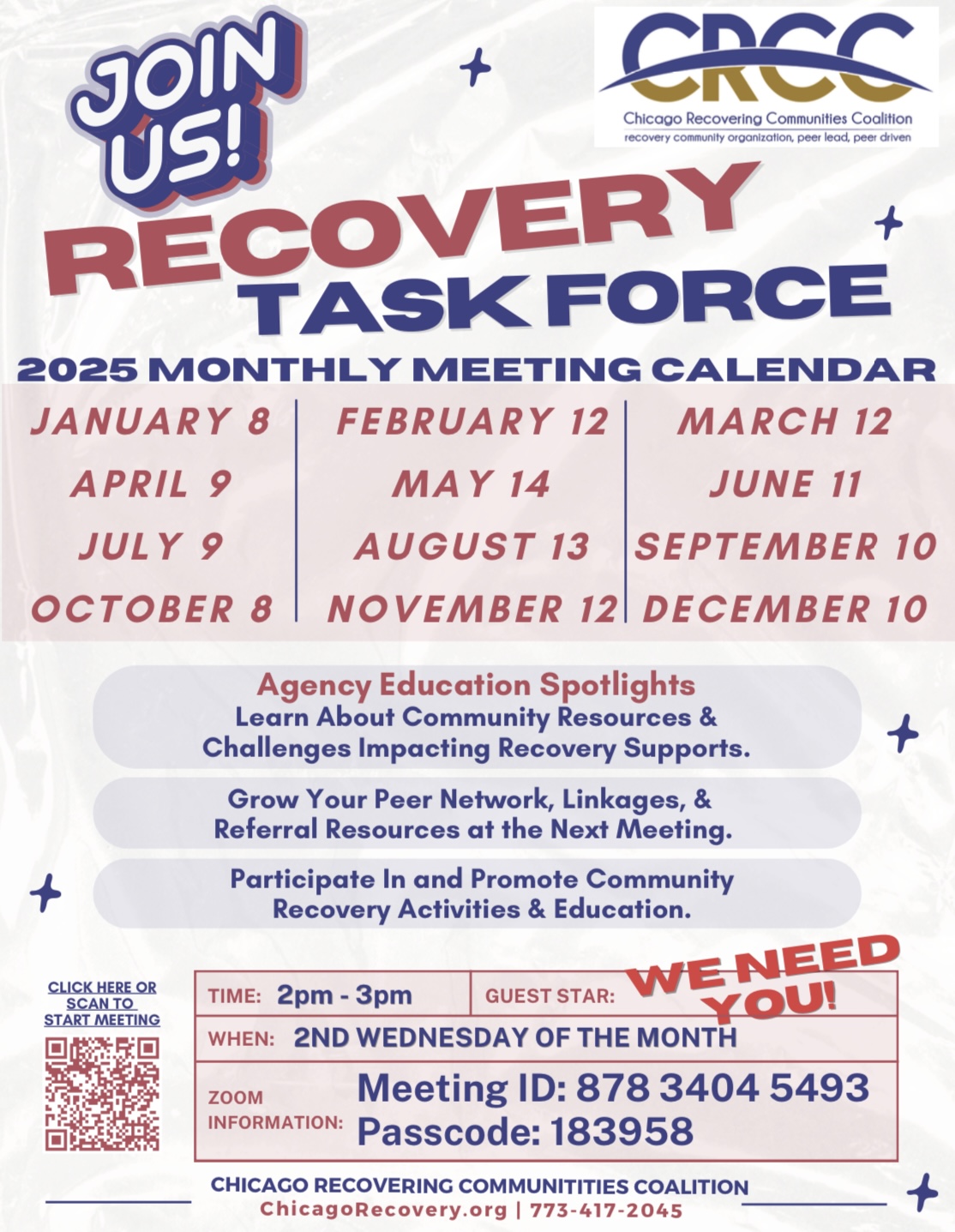 Recovery Task Force Monthly Meetings
