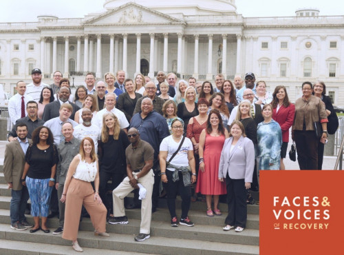 Recovery community members gathered outside the United States Capitol